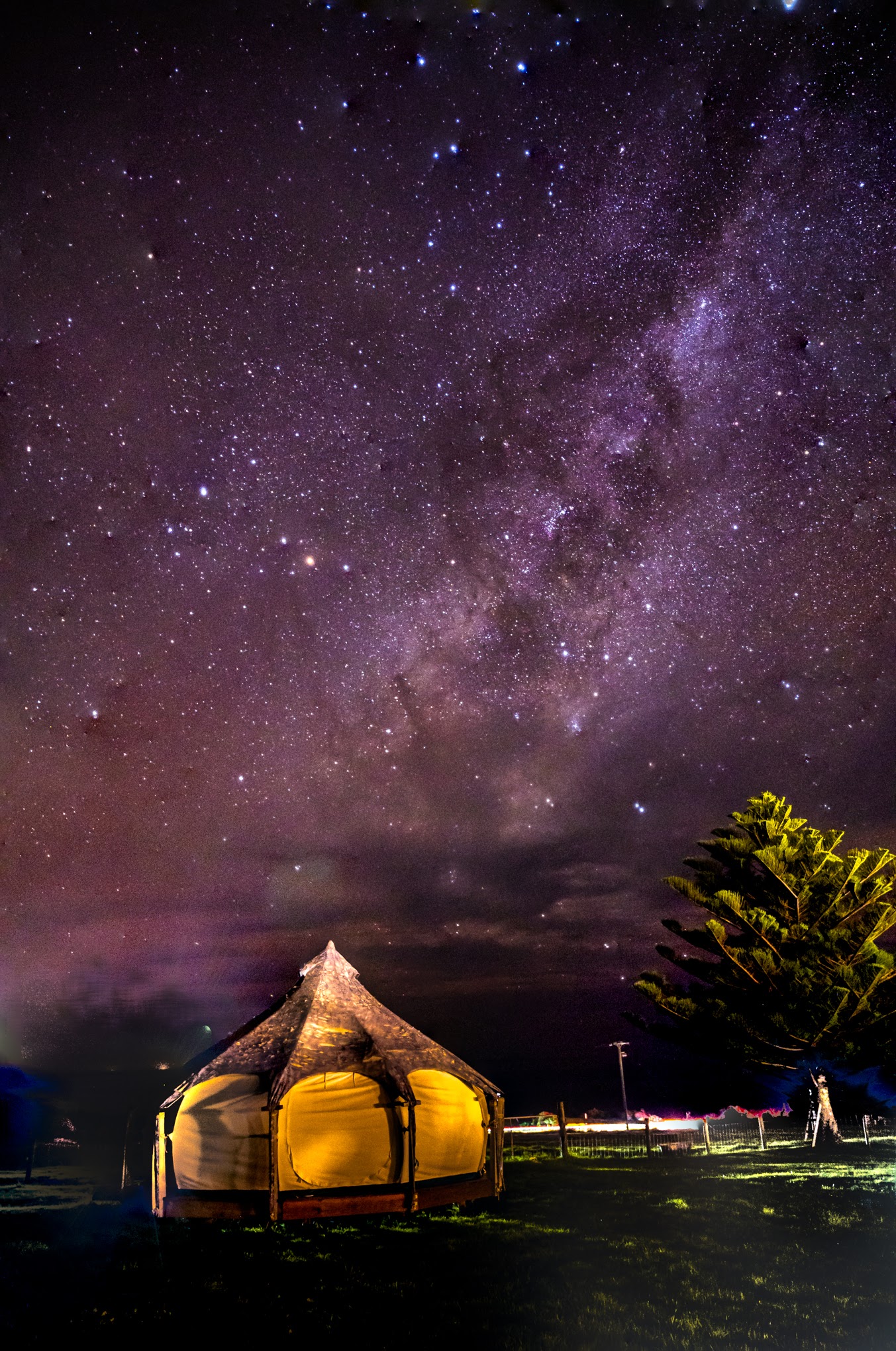 Tent-Stars Seacroft Estate Lotus Bell Tent at Night